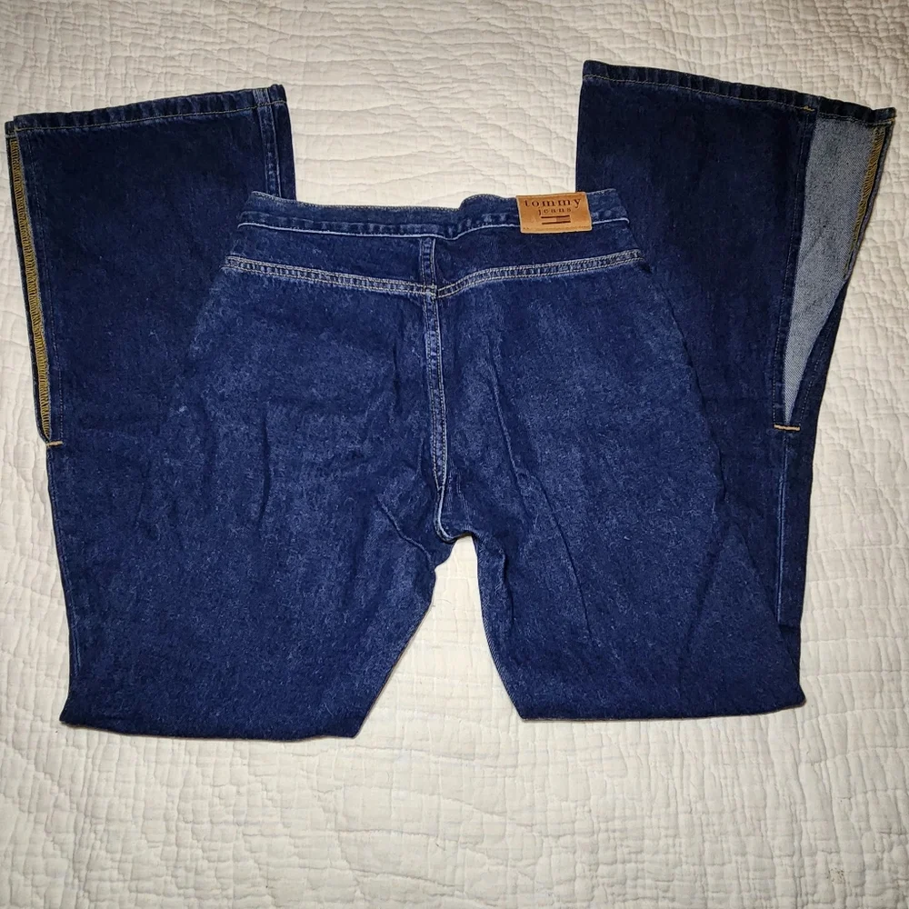 Vtg Tommy Hilfiger Jeans Sz 5 Split Flare Bell Bottom Medium Wash Mid Rise Y2K - Picture 2 of 14